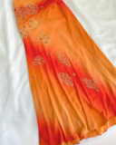 Two Piece Orange Ombre Appliques Lace Chiffon Prom Dress Evening Party Gowns HZ1023