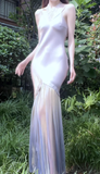 Stunning Mermaid Spaghetti Strap Satin Tulle Prom Dress Evening Dress HZ1023