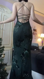 Green Mermaid Backless Prom Dress Evening Gown HZ1023