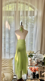 Gentle A Line Halter Beaded Green Chiffon Open Back Party Dress Homecoming Dress HZ1023