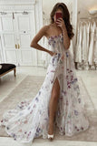 Stylish lace long A line prom dress evening dress HZ1023