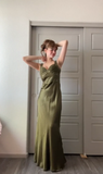 Elegant Sheath Olive Green Prom Dresses Long Formal Evening Dress HZ1023