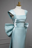 Elegant Mermaid Bow Satin Long Evening Dress Prom Dress HZ1023