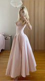 Gentle A Line Sweetheart Neck Corset Purple Satin Tulle Party Dress Wedding Guest Dress HZ1023