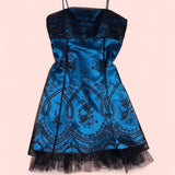 A Line Spaghetti Strap Black Applique Tulle Pink Satin Homecoming Dress Cocktail Dress HZ1023