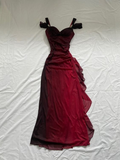 Sexy A Line Straps Ombre Burgundy Chiffon Long Prom Dress HZ1023