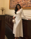 Sexy A Line Long Sleeves White Prom Dress HZ1023