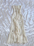 Elegant A Line Spaghetti Strap Beaded Ivory Chiffon Prom Dress Evening Dress HZ1023