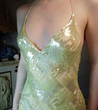 Gentle Green Mermaid Spaghetti Strap Sequin Chiffon Prom Dress Evening Dress HZ1023