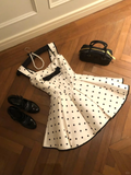 Cute A Line Strap Bow Polka Dot Satin Short Homecoming Dress Cocktail Dress HZ1023