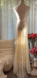 Elegant Sheath Halter Beaded Ivory Chiffon Long Prom Dress Graduation Prom Dress HZ1023