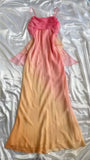 Unique A Line Spaghetti Strap Orange Pink Ombre Chiffon Evening Dress Party Dress HZ1023