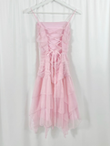 Pink Layered Tulle Pleated Short Homecoming Dress Birthday Dress Outfits HZ1023