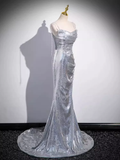 Elegant Silver Sequin Mermiad Prom Dress Long Evening Dress HZ1023