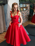 Red Popular Sweetheart Midi Homecoming Dress HZ1023