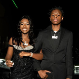 Black Sequin Beaded Slit Prom Dress HZ1023