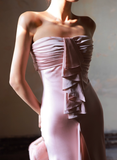 Romantic Mermaid Sweetheart Neck Pink Satin Long Prom Dress Party Dress Date Dresses HZ1023