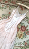Gentle A Line Spaghetti Straps Lace Light Pink Satin Chiffon Prom Dress Evening Dress HZ1023