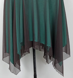 Retro A Line Spaghetti Strap Pleated Black Chiffon Green Satin Homecoming Dress HZ1023