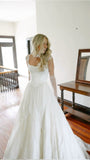 Simple Classic White A Line Strap Satin Tulle Long Prom Dress Wedding Dress HZ1023
