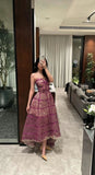 Purple A Line Sweetheart Neck Lace Long Prom Dress Party Dress 16th Birthday Dress HZ1023