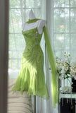 The Wizard of Oz Mermaid Spaghetti Strap Beaded Chiffon Short Homecoming Dress HZ1023