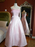 Vintage A Line Spaghetti Strap Light Pink Tulle Long Prom Dress Evening Dress HZ1023