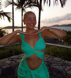 Sexy A Line V Neck Green Satin Long Prom Dress Evening Dress HZ1023