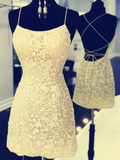 Yellow lace party dresses mini tight homecoming dress HZ1023
