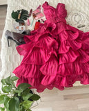 Hot Pink A Line V Neck Ruffles Satin Knee Length Homecoming Dresses Outfits HZ1023