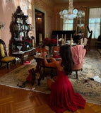 Sexy A Line Spaghetti Strap Flower Burgundy Chiffon Short Party Dress Evening Dress HZ1023