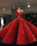 Ball Gown Sequins Plus Size Red Prom Dress HZ1023
