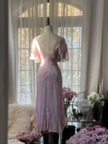 Gentle A Line V Neck Sequin Light Purple Chiffon Party Dress Wedding Guest Dress HZ1023