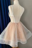 Black Dots Tulle Straps Homecoming Dress HZ1023