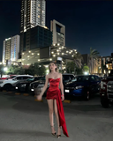Strapless Red Satin Velvet Sheath Short Party Dress Homecoming Dress HZ1023