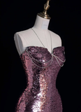 Stunning Mermaid Sweetheart Neck Purple Sequin Long Prom Dress Graduation Prom Dress HZ1023