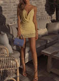 Sequin Yellow Homecoming Dresses Short Graduation Dress HZ1023