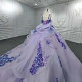 Gorgeous Purple Sweetheart Evening Party Dress Sequin Ball Gown Quinceanera Dress Long Prom Dress HZ1023