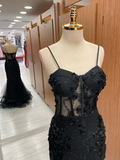 Sexy Black Mermaid Lace Long Prom Dress Evening Dress HZ1023