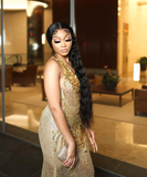 Gold Beaded Sequin Mermaid Prom Dress Evening Dress HZ1023