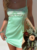 Green Exquisite Beaded A Line Satin Mini Homecoming Dress Cocktail Dress HZ1023