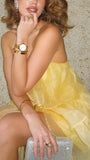 Cute A Line Strapless Yellow Tiered Organza Short Homecoming Birthday Dress Cocktail Dresses HZ1023