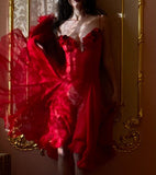 Sexy A Line Spaghetti Strap Flower Burgundy Chiffon Short Party Dress Evening Dress HZ1023