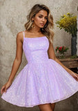 Glitter Sequins Tulle A-Line Homecoming Dress Short Party Dress HZ1023