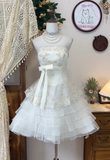 Vintage A Line Strapless Appliques Layered Bow Organza Short Homecoming Dress Cocktail Dress HZ1023