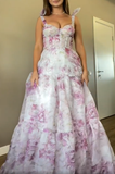 Cute Chiffon Floral Print Prom Dress Senior Evening Gown HZ1023