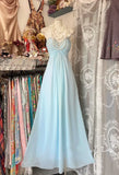 Baby Blue A Line Sweetheart Neck Beaded Chiffon Prom Dress Graduation Prom Dress HZ1023