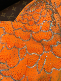 Stunning Mermaid Strapless Beaded Sequin Orange Chiffon Long Prom Dress Party Dress HZ1023