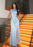 Pretty Brown Mermaid Off the Shoulder Satin Prom Dress Evening Dress Date Dress HZ1023