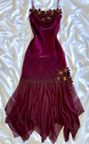 Cranberry Rose Vintage A Line Beaded Appliques Satin Chiffon Prom Dress Evening Dress HZ1023